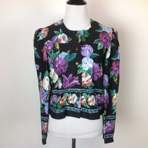 Vintage Damon Top Floral Boho Pleat Womens 12P